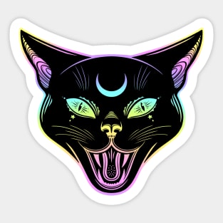 Angry Black withes cat. Happy Halloween Sticker